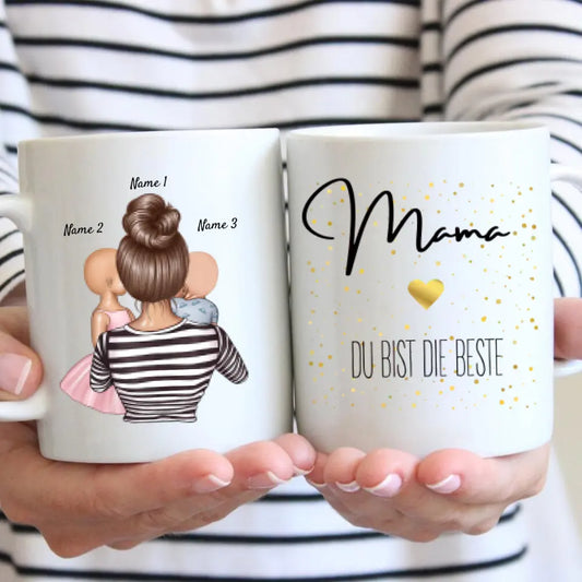 Maman, tu es la meilleure - Mug personnalisé (1-4 enfants, Fête des Mères) 