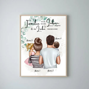 Où l'amour ne finit jamais - Poster familial personnalisé (parents avec enfants)
