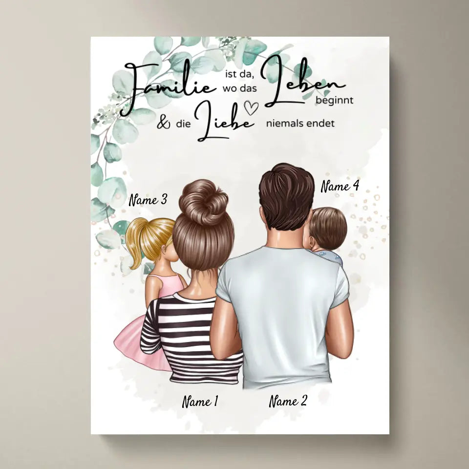 Where Love Never Ends - Gepersonaliseerd Familiecanvas (Ouders met kinderen)