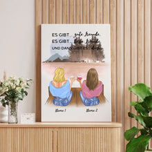 Afbeelding in Gallery-weergave laden, Beste vriendinnen/zussen met drankje - Gepersonaliseerde canvas (2-4 vrouwen)
