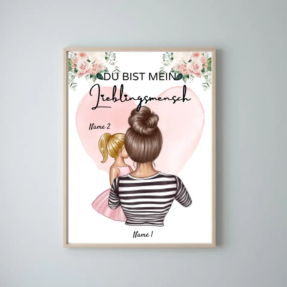 Mama, mijn favoriete persoon - Gepersonaliseerde canvas (moeder met 1-4 kinderen)