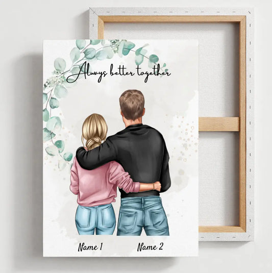 Meilleur couple - Toile personnalisée (femme avec homme)