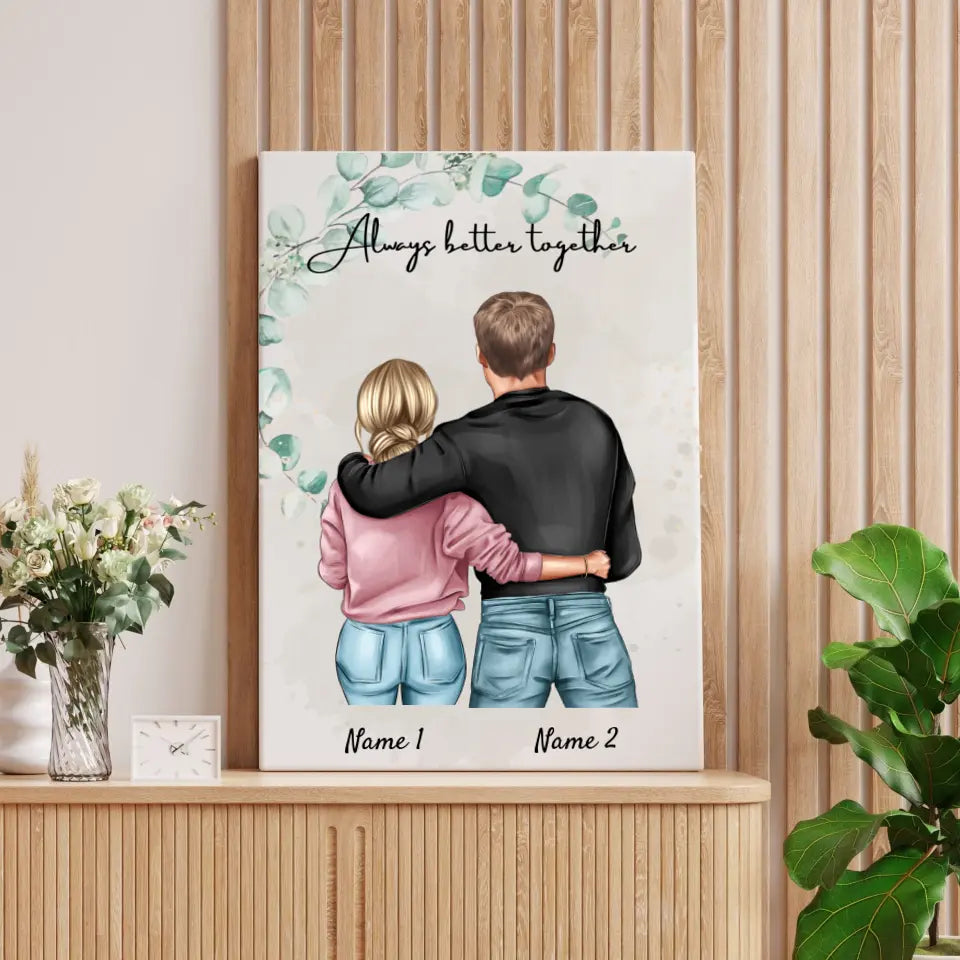 Best Couple - Canvas met naam (Vrouw met Man)
