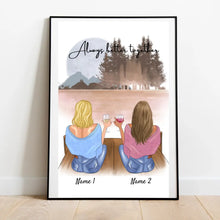Afbeelding in Gallery-weergave laden, Beste vriendinnen/zussen met drankje - Gepersonaliseerde canvas (2-4 vrouwen)
