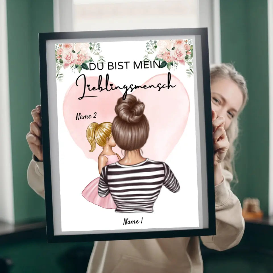 Mama, mijn favoriete persoon - Gepersonaliseerde canvas (moeder met 1-4 kinderen)
