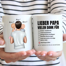 Afbeelding in Gallery-weergave laden, Lieber Papa, vielen Dank für überhaupt alles! - Personalisierte Tasse für Väter (Vatertag 1-4 Kinder)
