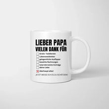 Afbeelding in Gallery-weergave laden, Lieve papa, hartelijk dank voor alles! - Gepersonaliseerde mok voor vaders (Vaderdag 1-4 kinderen) 
