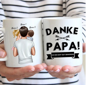Danke Papa, ich bin echt gut geworden - Personalisierte Tasse für Väter (Vatertag 1-4 Kinder)