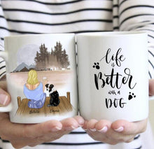 Charger l&#39;image dans la galerie, Hundemama - Personalisierte Tasse (Frau mit Hund oder Katze, Muttertag)
