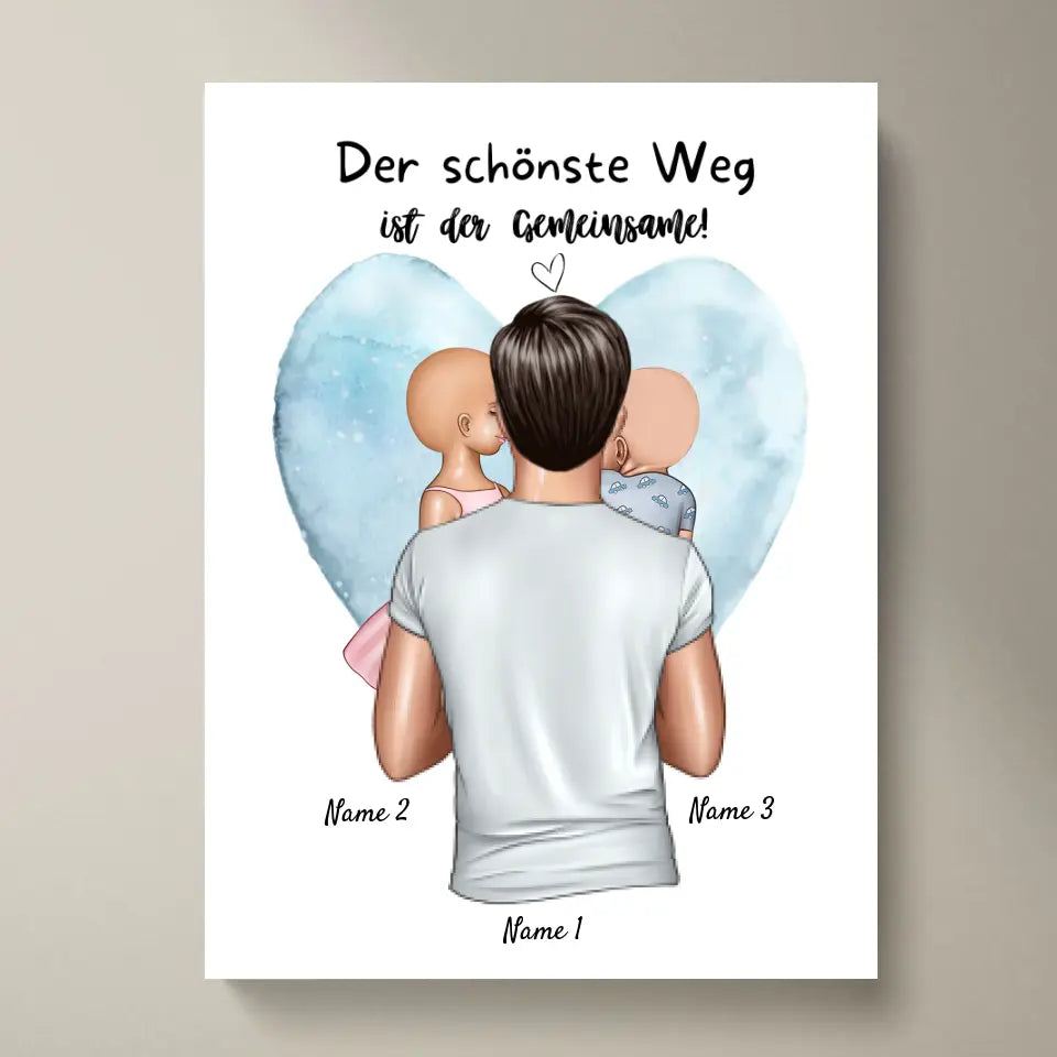 La plus belle façon est ensemble ! - Affiche personnalisée pour la fête des pères (papa avec 1 à 4 enfants) 