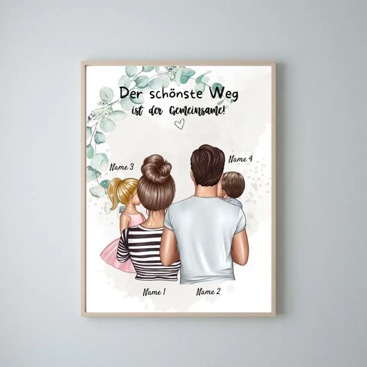 La plus belle façon est ensemble - Affiche familiale personnalisée (parents de 1 à 4 enfants)