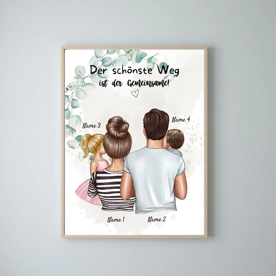 La plus belle façon est ensemble - Affiche familiale personnalisée (parents de 1 à 4 enfants) 