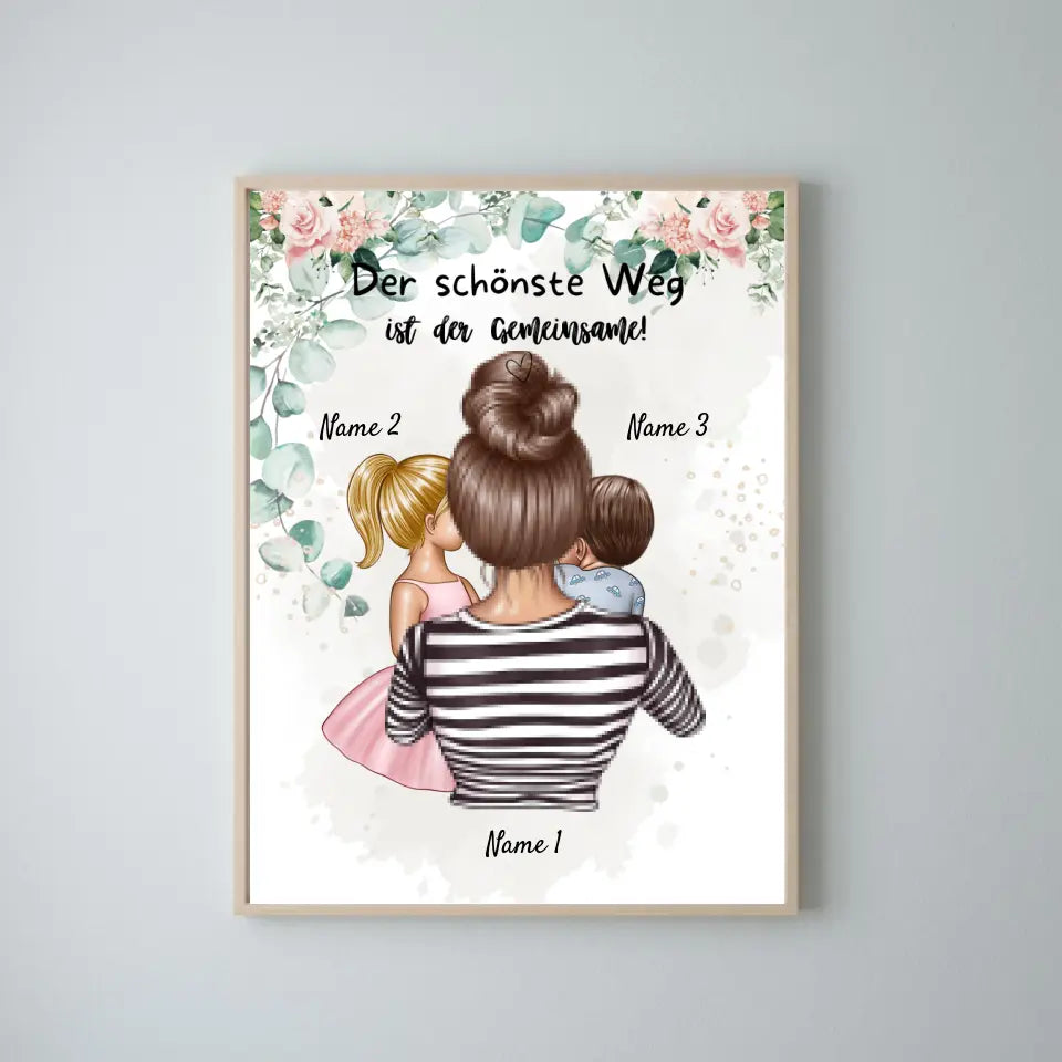 La plus belle façon est ensemble - Affiche personnalisée Fête des Mères (Maman avec enfants) 