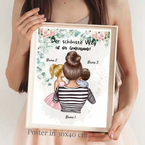 Der schönste Weg ist der gemeinsame - Personalisiertes Poster Muttertag (Mama mit Kindern)