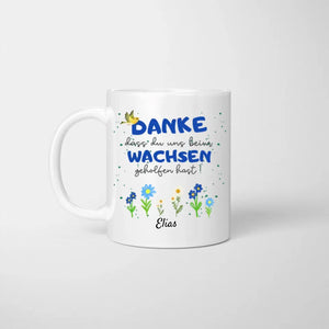 Merci de m'avoir aidé à grandir - Mug personnalisé, cadeau d'adieu, éducateur, jardin d'enfants, école, enseignant, assistante maternelle