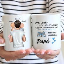 Charger l&#39;image dans la galerie, La vie ne vient pas avec des instructions mais avec un papa - Mug personnalisé (père de 1 à 4 enfants) 
