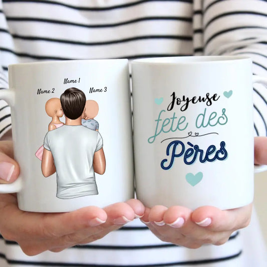 Joyeuse Fête des pères - Mug personnalisé (Tasse Fête des pères, 1-4 enfants)