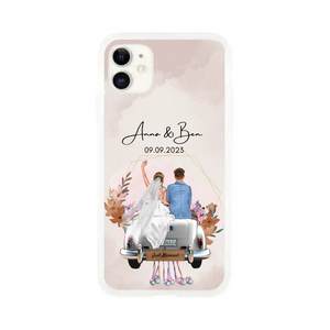 Gepersonaliseerd trouwhoesje voor de telefoon "Just Married" - Voor getrouwde stellen, bruid & bruidegom, huwelijkscadeau