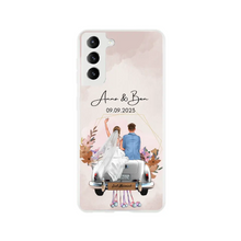 Afbeelding in Gallery-weergave laden, Gepersonaliseerd trouwhoesje voor de telefoon &quot;Just Married&quot; - Voor getrouwde stellen, bruid &amp; bruidegom, huwelijkscadeau
