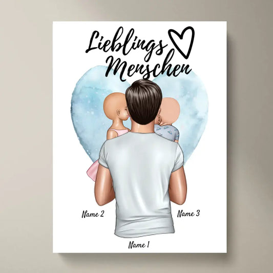 Papa, mon homme préféré - Poster personnalisé (père avec 1-4 enfants)