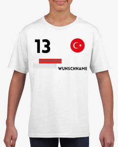 Maillot de football EM 2024 Turquie individuel pour enfants - T-shirt personnalisé pour enfants (100 % coton)