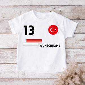 Maillot de football EM 2024 Turquie individuel pour enfants - T-shirt personnalisé pour enfants (100 % coton)