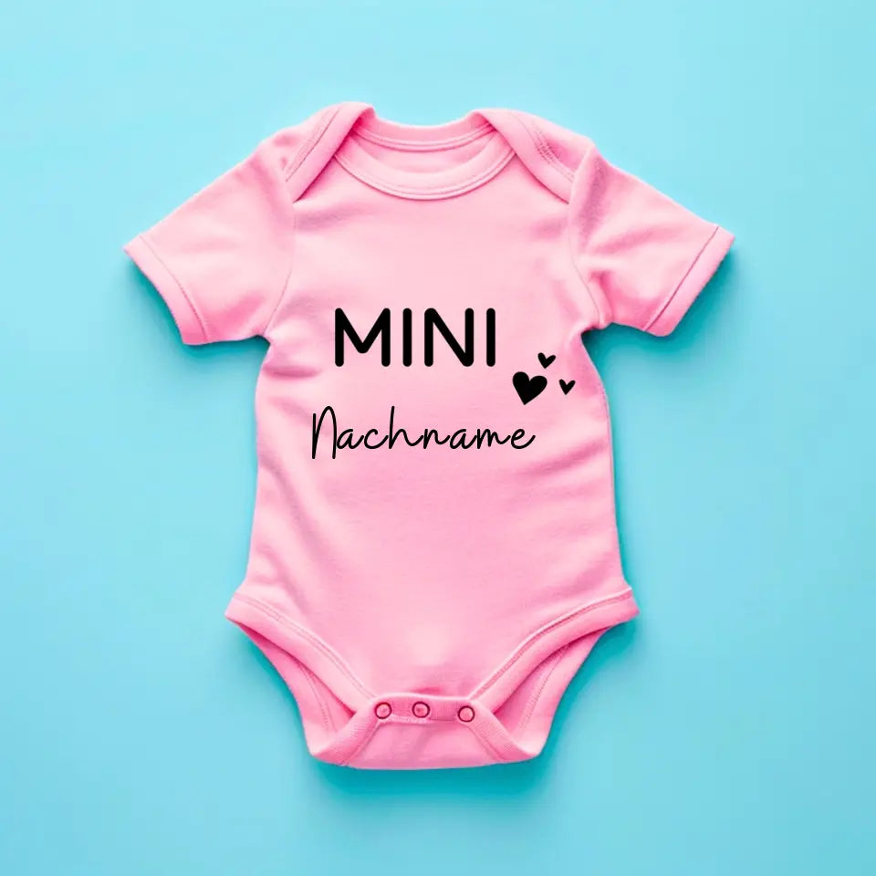 Mini Nom de famille - Onesie/Romper personnalisé pour bébé, body en coton 100 % biologique