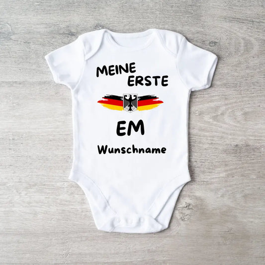 My First EM - Gepersonaliseerde baby onesie/romper, bodysuit van 100% biologisch katoen