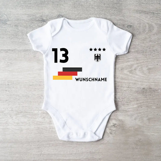 Championnat d'Europe de football 2024 - Combinaison/grenouillère personnalisée pour bébé, maillot avec nom et numéro de maillot personnalisables, body pour bébé en coton 100 % biologique