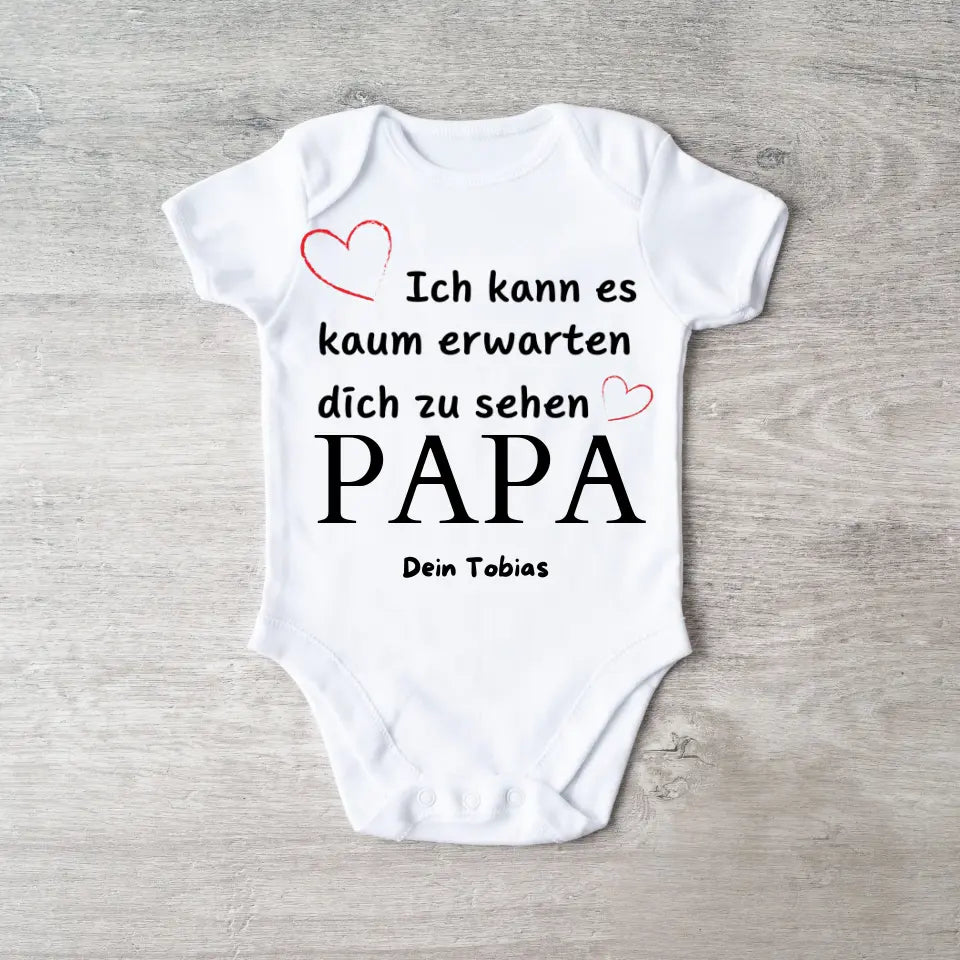 J'ai hâte de te voir - Onesie/Romper personnalisé pour bébé, maman de naissance, papa, grand-mère, grand-père, body en coton 100 % biologique