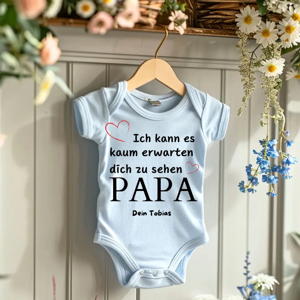 J'ai hâte de te voir - Onesie/Romper personnalisé pour bébé, maman de naissance, papa, grand-mère, grand-père, body en coton 100 % biologique