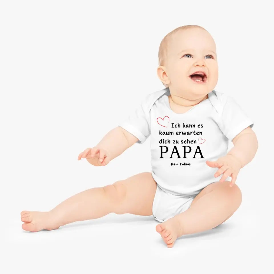 J'ai hâte de te voir - Onesie/Romper personnalisé pour bébé, maman de naissance, papa, grand-mère, grand-père, body en coton 100 % biologique