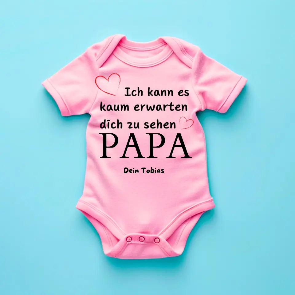 J'ai hâte de te voir - Onesie/Romper personnalisé pour bébé, maman de naissance, papa, grand-mère, grand-père, body en coton 100 % biologique