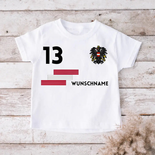 Maillot de football autrichien pour enfant - T-shirt personnalisé pour enfant (100 % coton)