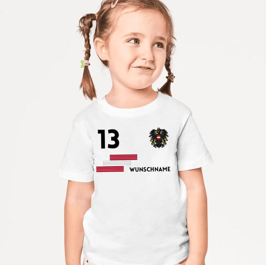 Maillot de football autrichien pour enfant - T-shirt personnalisé pour enfant (100 % coton)