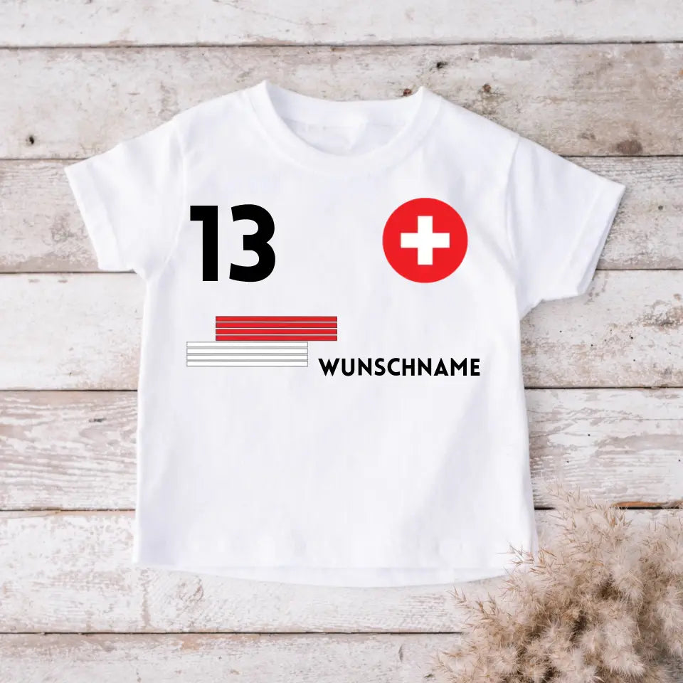 Maillot de football Suisse pour enfant - T-shirt personnalisé (100 % coton)