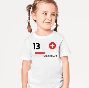 Maillot de football EM 2024 Suisse individuel pour enfants - T-shirt personnalisé pour enfants (100% coton)