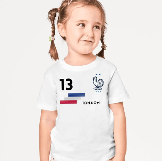 Voetbal Frankrijk Maillot enfant gepersonaliseerd - T-shirt gepersonaliseerd voor kinderen (100% katoen)