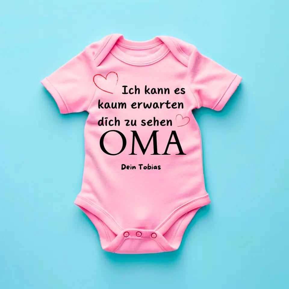 J'ai hâte de te voir GRAND-MÈRE - Combinaison/grenouillère bébé personnalisée, naissance MAMA, PAPA, GRAND-MÈRE, GRAND-PA, Body 100% coton bio