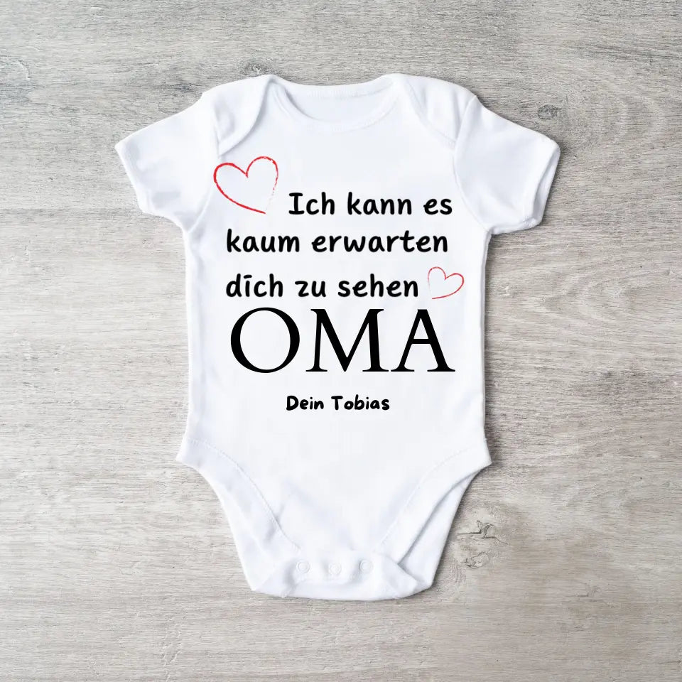 J'ai hâte de te voir GRAND-MÈRE - Combinaison/grenouillère bébé personnalisée, naissance MAMA, PAPA, GRAND-MÈRE, GRAND-PA, Body 100% coton bio