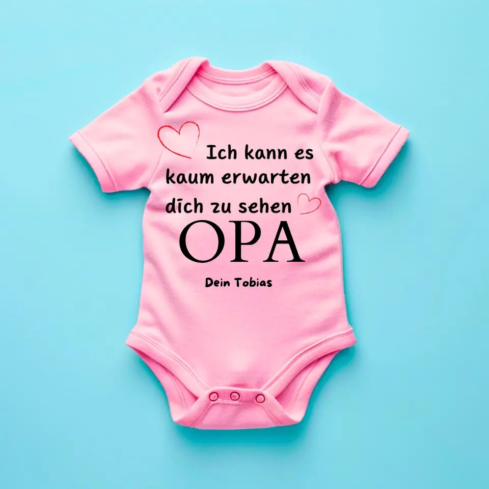 J'ai hâte de te voir GRAND-PÈRE - Combinaison/grenouillère bébé personnalisée, naissance MAMA, PAPA, GRAND-MÈRE, GRAND-PÈRE, Body 100% coton bio