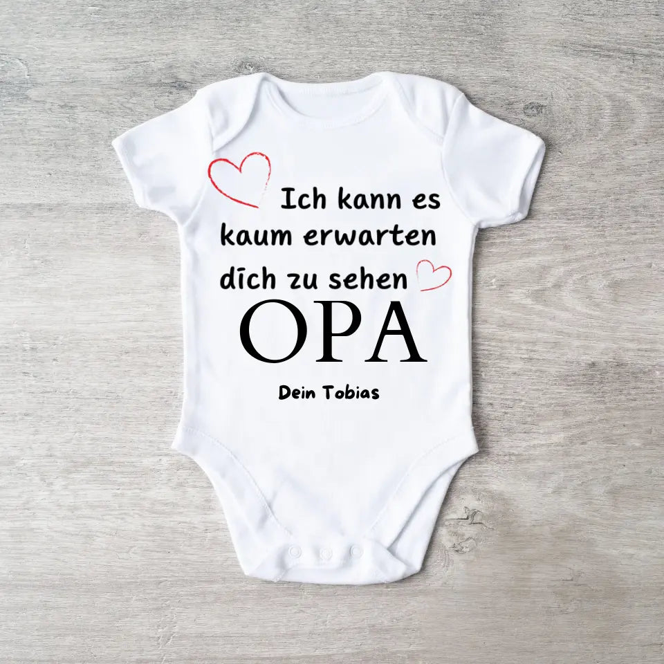 J'ai hâte de te voir GRAND-PÈRE - Combinaison/grenouillère bébé personnalisée, naissance MAMA, PAPA, GRAND-MÈRE, GRAND-PÈRE, Body 100% coton bio