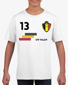 Maillot Voetbal EM 2024 Belgique individuel pour enfants - T-shirt personnalisé pour enfants (100% coton)