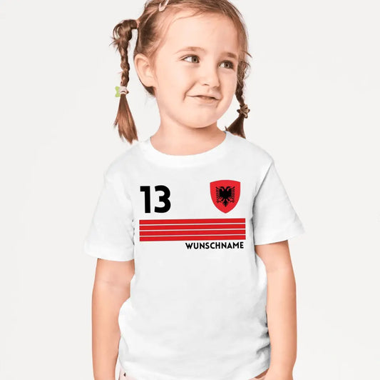 T-shirt de football Albanie pour enfants - Maillot personnalisé pour enfants (100 % coton)