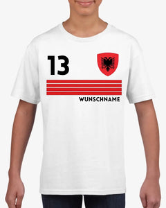 Voetbal EM 2024 Albanië T-shirt voor kinderen individueel - gepersonaliseerd jersey voor kinderen (100% katoen)