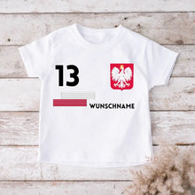 Afbeelding in Gallery-weergave laden, Voetbal EM 2024 Polen T-shirt voor kinderen individueel - gepersonaliseerd jersey voor kinderen (100% katoen)
