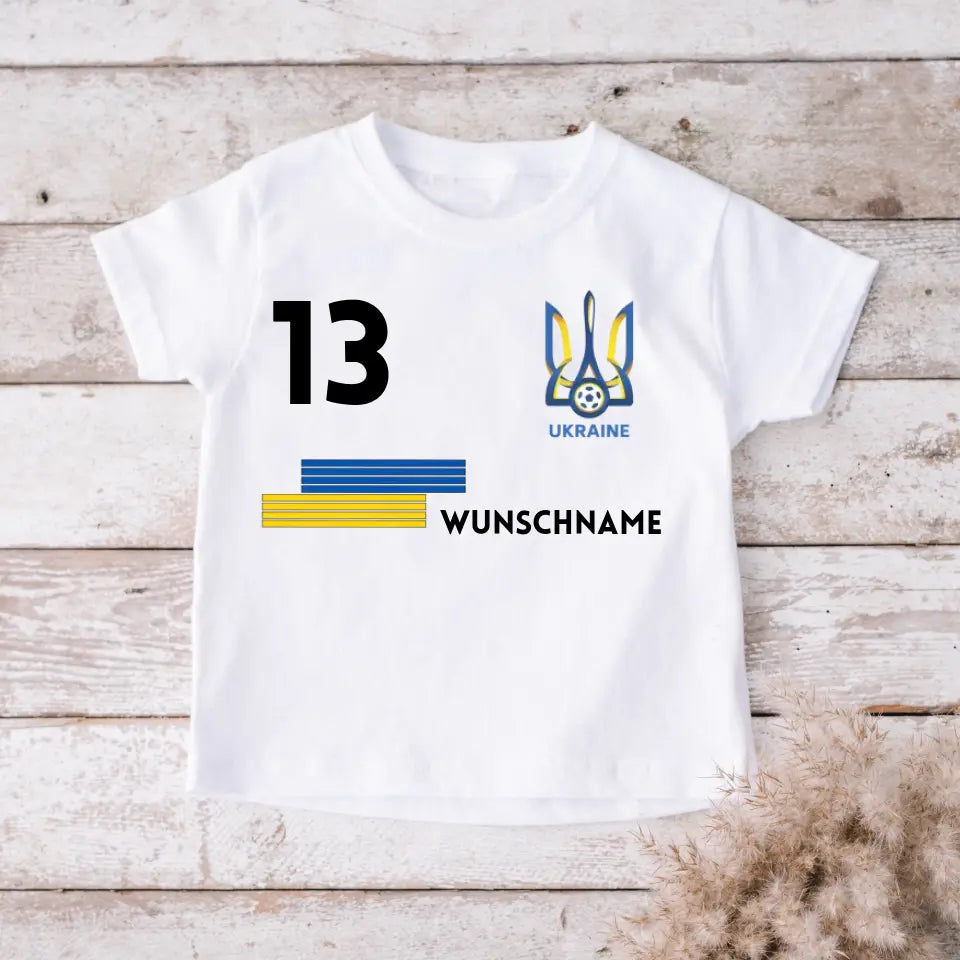 Voetbal EM 2024 Oekraïne T-shirt voor kinderen individueel - gepersonaliseerd jersey voor kinderen (100% katoen)