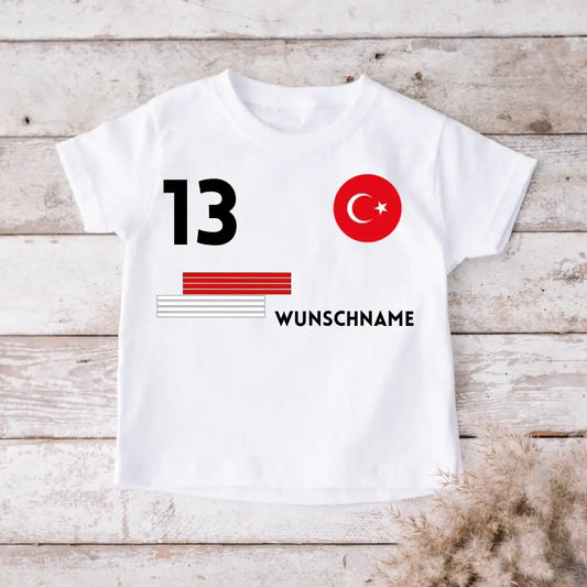 Maillot de football EM 2024 Turquie individuel pour enfants - T-shirt personnalisé pour enfants (100 % coton)