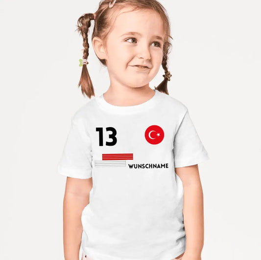 Maillot de football EM 2024 Turquie individuel pour enfants - T-shirt personnalisé pour enfants (100 % coton)