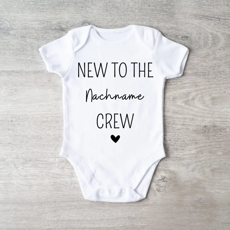 Nieuw bij de Family Crew - Gepersonaliseerde baby onesie/rompertje, 100% biologisch katoen